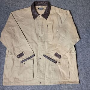 Vtg Marlboro Mens 2XL Cowboy Chronicles Leather Trim Canvas Barn Jacket Coat New